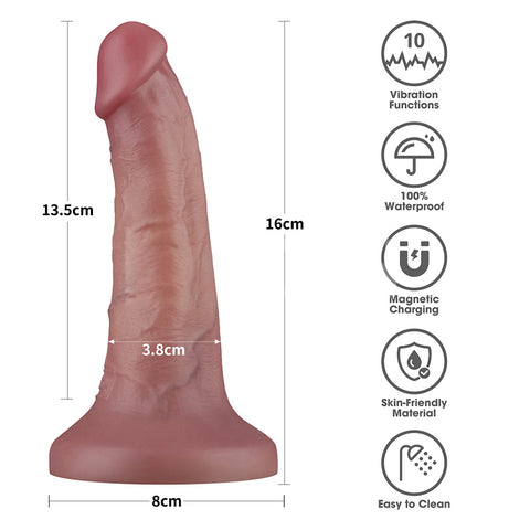 Lovetoy Dual Density Power Cock USB Rechargeable Vibrating Dong 6 Inch 16 cm – Textured Realistic Dildo DONGS Vibrating