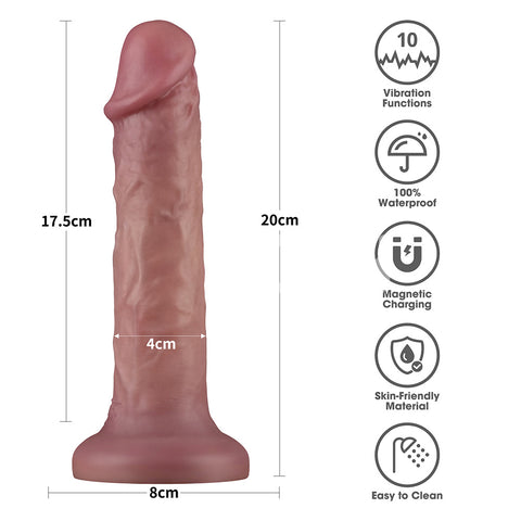 Lovetoy Dual Density Power Cock 8 Inch 20 Cm USB Rechargeable Vibrating Dong DONGS Vibrating