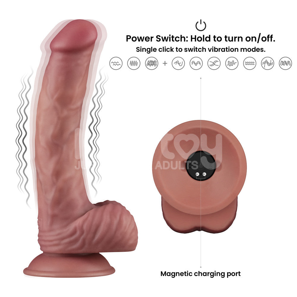 Lovetoy Dual-Density Power Cock – USB Rechargeable 9 Inch Vibrating Dildo > Dildos > Realistic Dildos