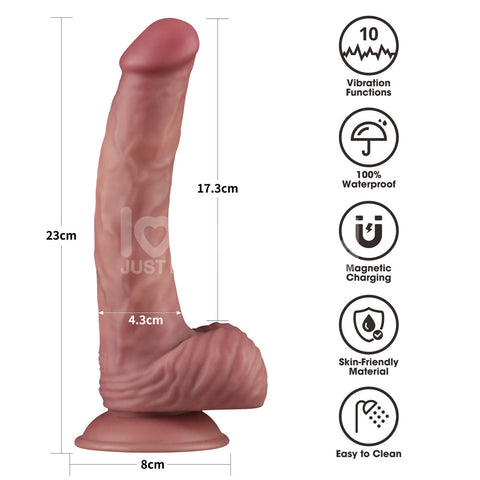 Lovetoy Dual-Density Power Cock – USB Rechargeable 9 Inch Vibrating Dildo > Dildos > Realistic Dildos