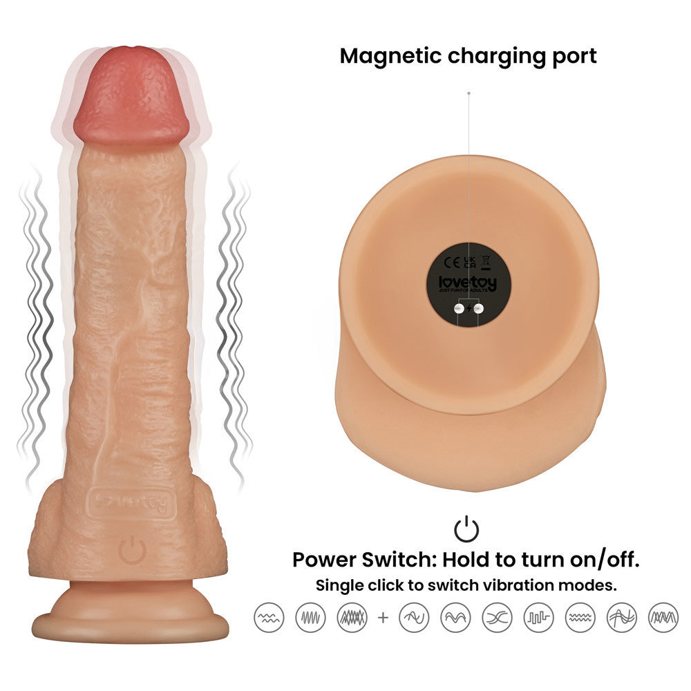 Power Basics 8 Inch Vibrating Dildo – Lifelike Waterproof Dildo Dongs Realistic