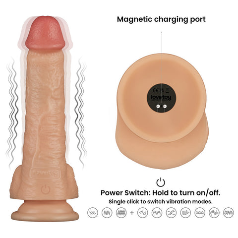 Power Basics 8 Inch Vibrating Dildo – Lifelike Waterproof Dildo Dongs Realistic