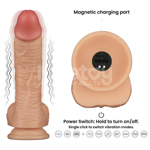 Power Basics 8.5 Inch USB Rechargeable Vibrating Dildo > Dildos > Realistic Dildos