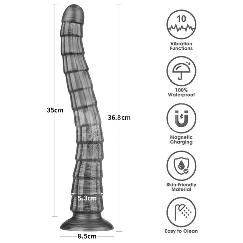 King Sized Vibrax Slider (Grey) – USB Rechargeable Vibrating Dildo 36.8 cm (14.5 Inches) Dongs Big