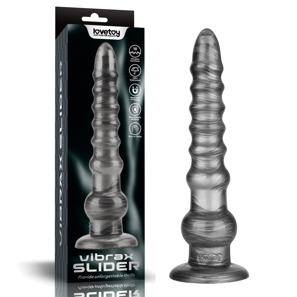 Vibrax Slider King Sized – USB Rechargeable 12.5 Inch Vibrating Dildo Grey > Dildos > Oversized Toys