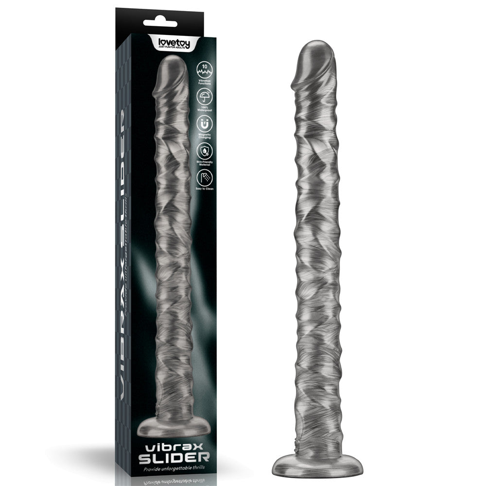 Vibrax Slider King Sized – 16 Inch USB Rechargeable Vibrating Dildo Grey > Dildos > Oversized Toys Main image
