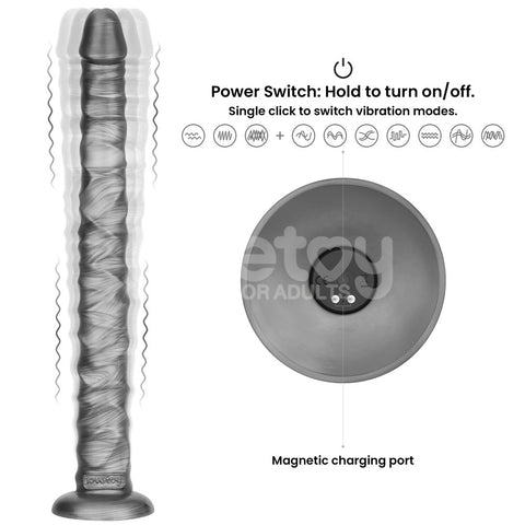 Vibrax Slider (Grey) – USB Rechargeable Vibrating Dildo 40.8 cm (16 Inches) DONGS Vibrating