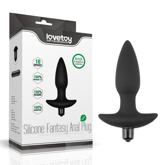 Anal Indulgence Collection Silicone Fantasy Anal Plug - Black 14.5 cm Vibrating Butt Plug