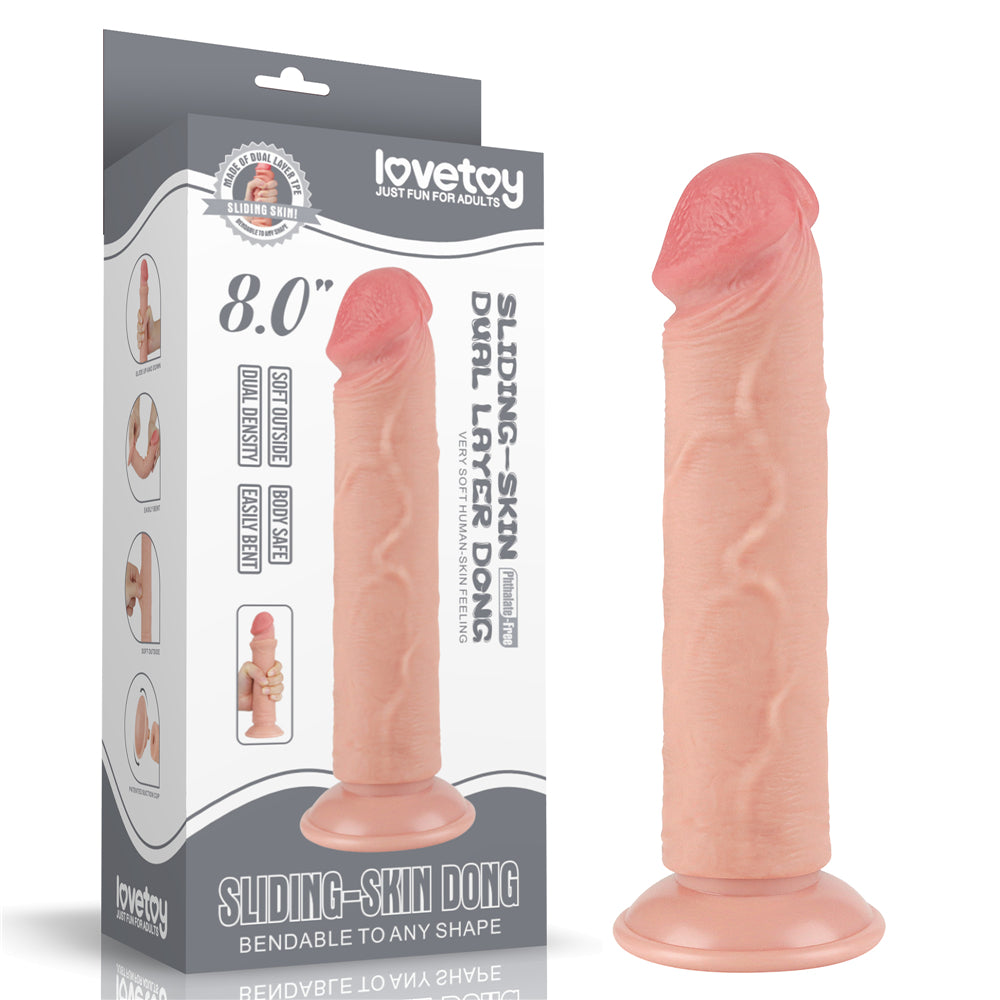 Sliding Skin Dual Layer Dong 20 cm (8 Inch) – Realistic Flexible Dual Density Dildo Flesh Dongs Realistic