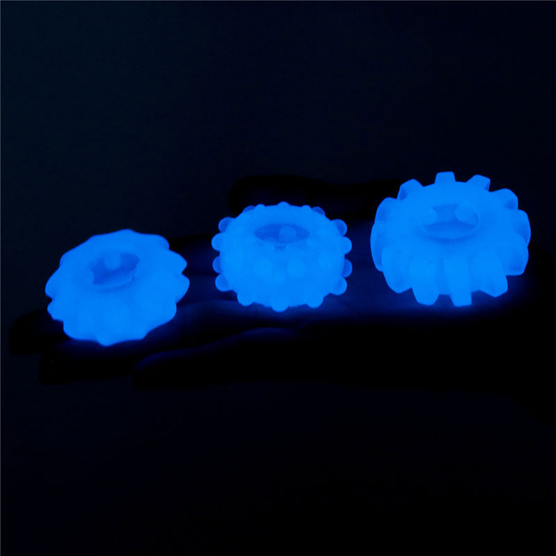 Lumino Play Penis Rings 3 Pack - Glow in the Dark  Cock Rings - Set of 3