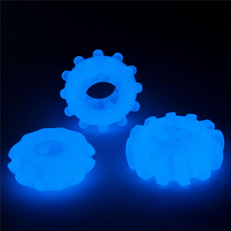 Lumino Play Penis Rings 3 Pack - Glow in the Dark  Cock Rings - Set of 3