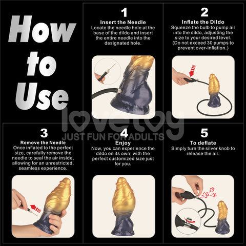 Aerosx Dual Density Inflatable Dildo (Gold/Blue) 7.5 Inch 24 cm – Adjustable Inflatable Dildo Fantasy Dongs