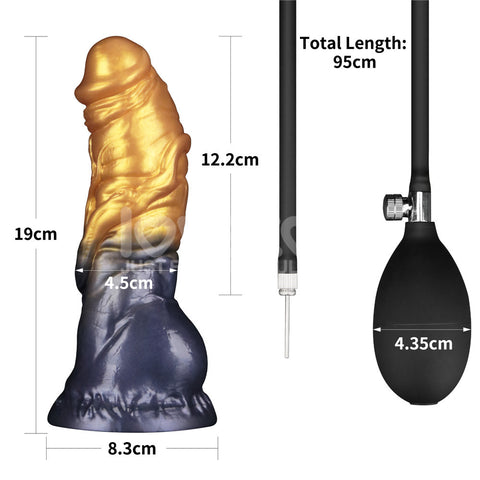 Aerosx Dual Density Inflatable Dildo (Gold/Blue) 7.5 Inch 24 cm – Adjustable Inflatable Dildo Fantasy Dongs