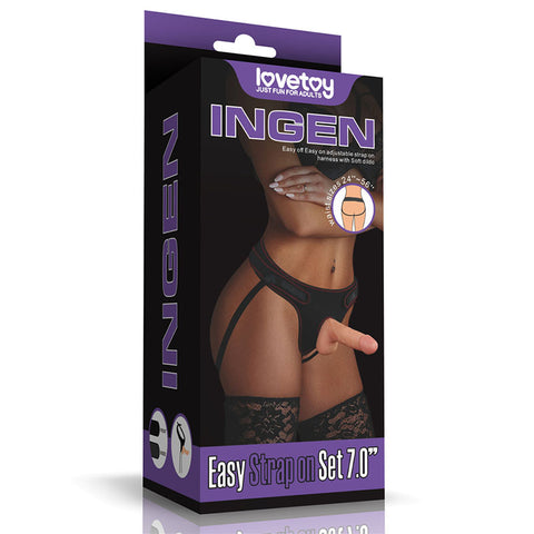 Lovetoy Ingen Easy Strap On Set 7 Inch Realistic Dildo > Realistic Dildos and Vibes > Strap On Harnesses