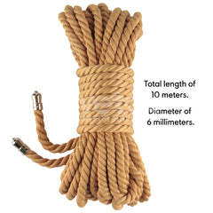 Rebellion Reign Bondage Rope - Natural - Natural Bondage Rope - 10 metre length