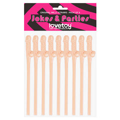 Jokes & Parties Original Willy Straws - Flesh Dicky Straws - Set of 9