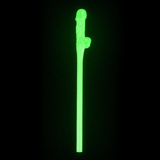 Glow In The Dark Willy Straws - Glow in Dark Dicky Straws - Set of 9