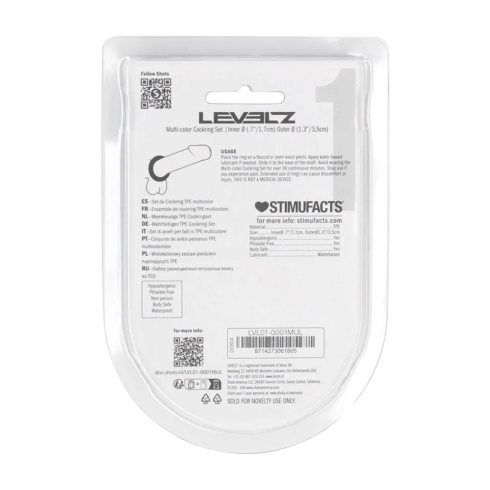 LEVELZ Multicolor Cock Ring Set 4 Pack – Ultra-Flexible Body-Safe Cock Rings COCK RING Set