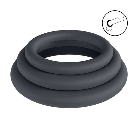 Levelz Classic Silicone Cock Ring Set Large Extra Large XXL – Body-Safe Silicone Cock Rings Set of 3 Sizes COCK RING Set