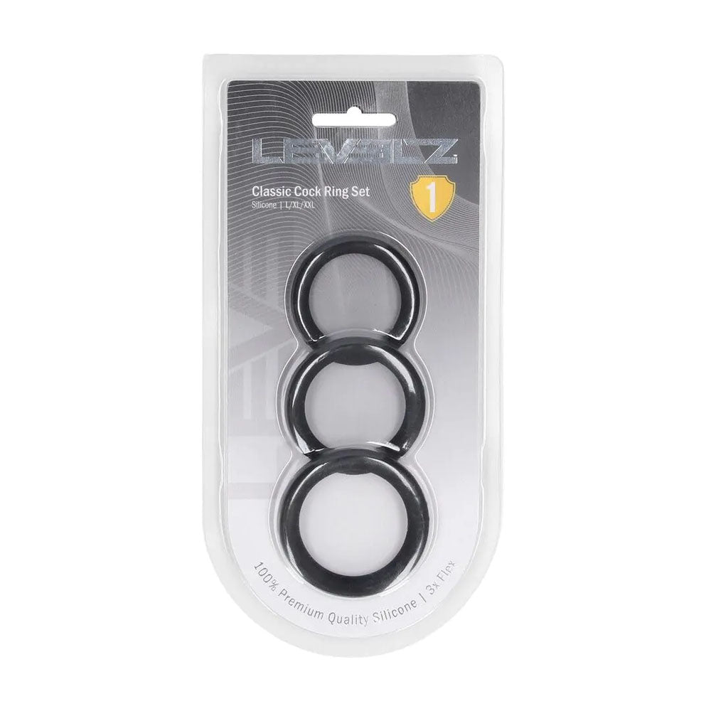 Levelz Classic Silicone Cock Ring Set Large Extra Large XXL – Body-Safe Silicone Cock Rings Set of 3 Sizes > Cock Ring > Sets