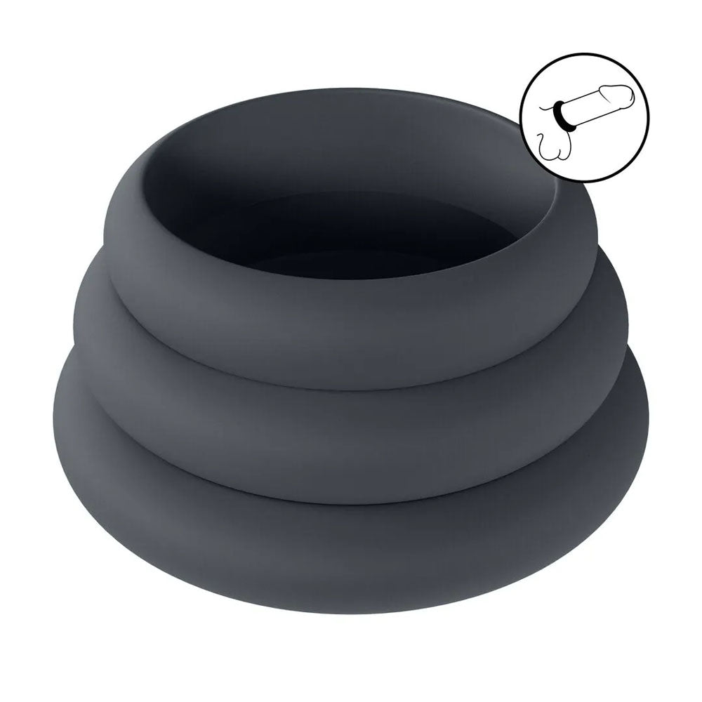 Levelz Wide O Silicone Cock Ring Set of Three Sizes S, M, L – Body-Safe Silicone Cock Rings Set COCK RING Set