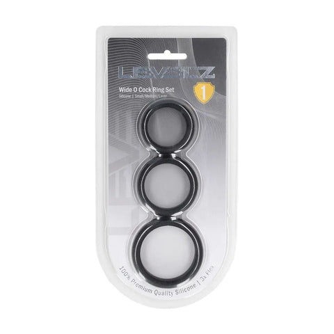 Levelz Wide O Silicone Cock Ring Set of Three Sizes S, M, L – Body-Safe Silicone Cock Rings Set COCK RING Set