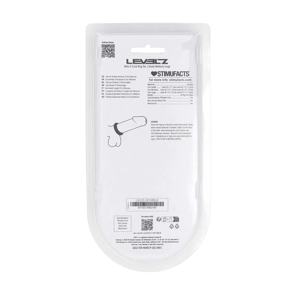 Levelz Wide O Silicone Cock Ring Set of Three Sizes S, M, L – Body-Safe Silicone Cock Rings Set COCK RING Set