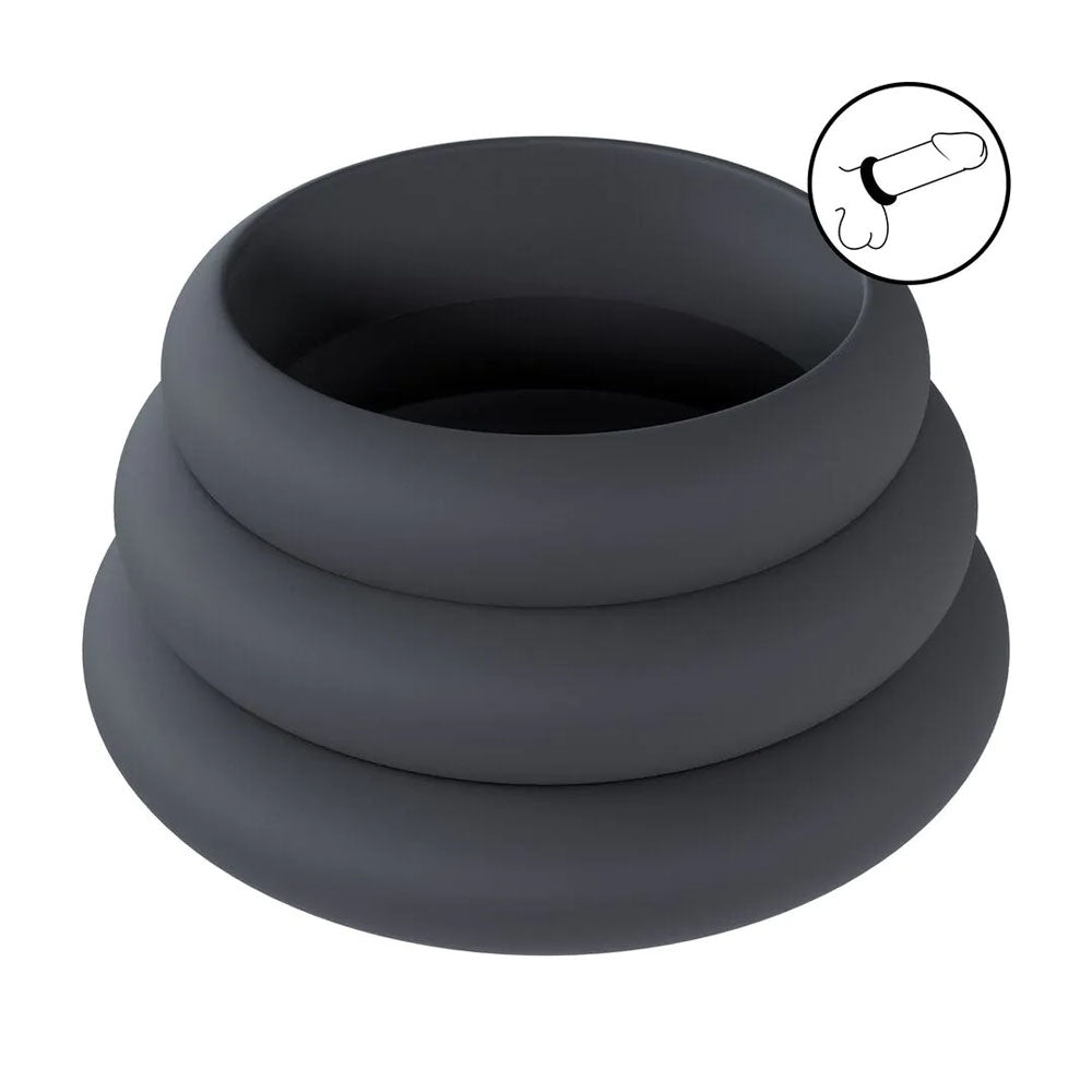 Levelz Wide O Silicone Cock Ring Set (Large, Extra Large, XXL) – Body-Safe Silicone Cock Rings Set of 3 COCK RING Set