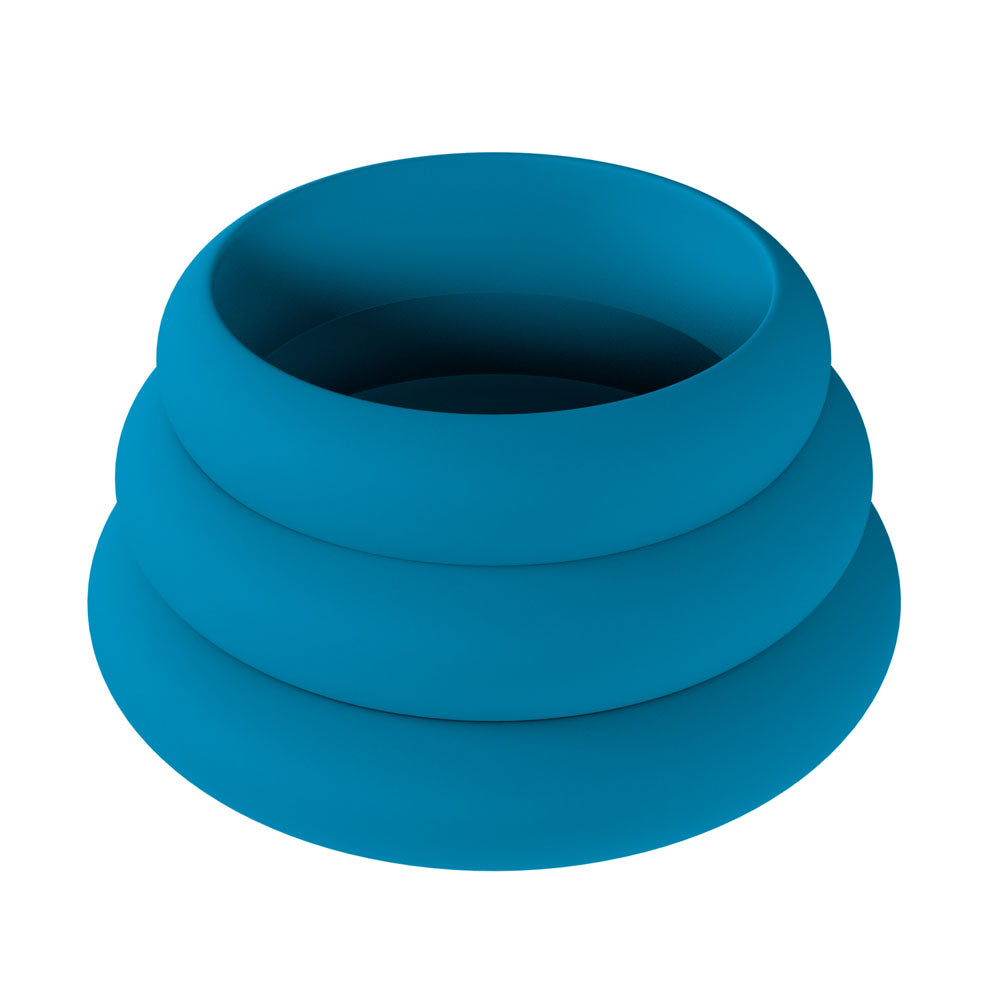 Levelz Wide O (Teal) Silicone Cock Ring Set of 3 Large, Extra Large, XXL – Body-Safe Cock Rings > Cock Ring > Sets