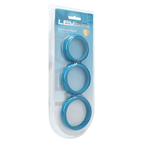 Levelz Wide O (Teal) Silicone Cock Ring Set of 3 Large, Extra Large, XXL – Body-Safe Cock Rings COCK RING Set