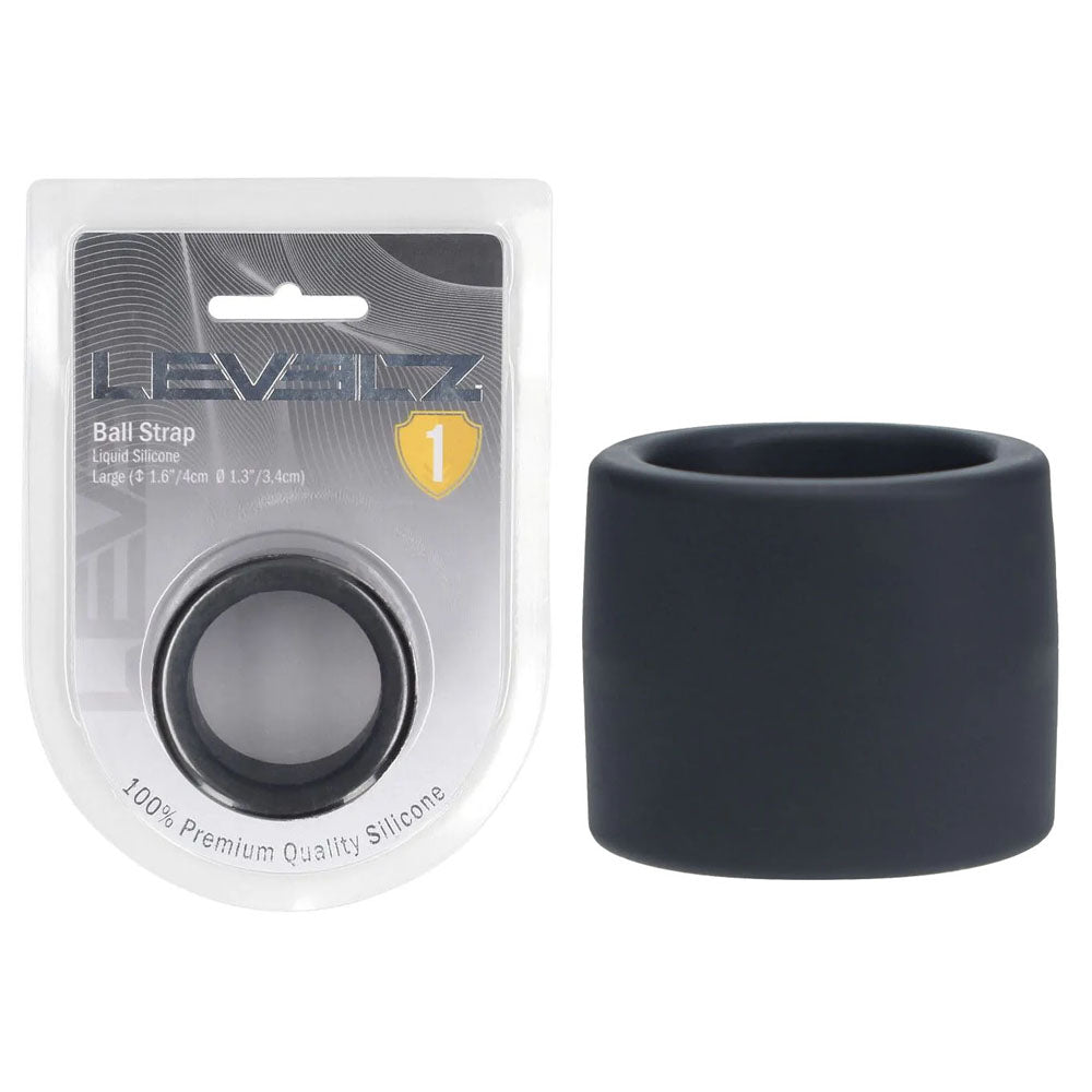 Levelz Liquid Silicone Ball Strap Large – Body-Safe Non-Vibrating Ball Strap Black > Sex Toys For Men > Ball Stretchers Main image