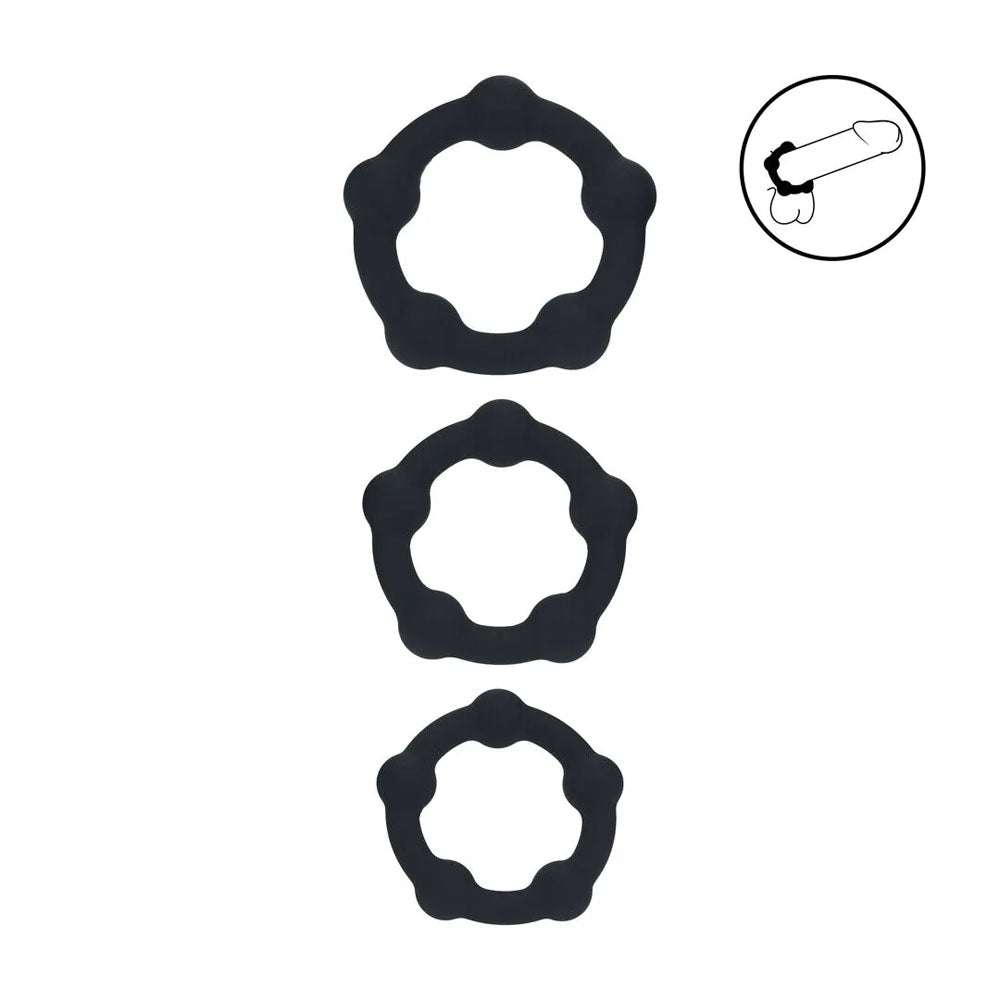 Levelz Beaded Silicone Cock Ring Set of 3 Sizes – Body-Safe Silicone Cock Rings Secondary image