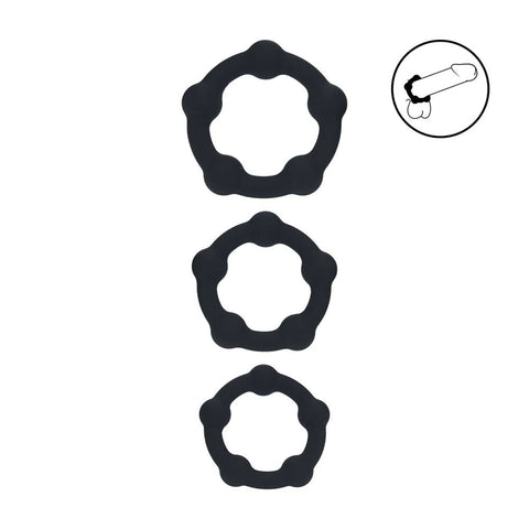 Levelz Beaded Silicone Cock Ring Set of 3 Sizes – Body-Safe Silicone Cock Rings COCK RING Set