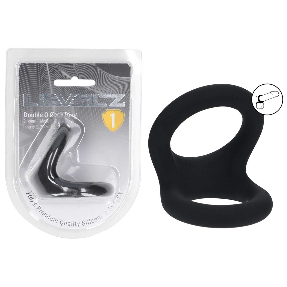 Levelz Double O Silicone (Black) – Dual-Loop Cock and Balls Ring Black > Cock Ring > Sling Main image