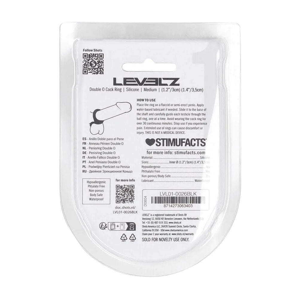 Levelz Double O Silicone (Black) – Dual-Loop Cock and Balls Ring COCK RINGS Sling