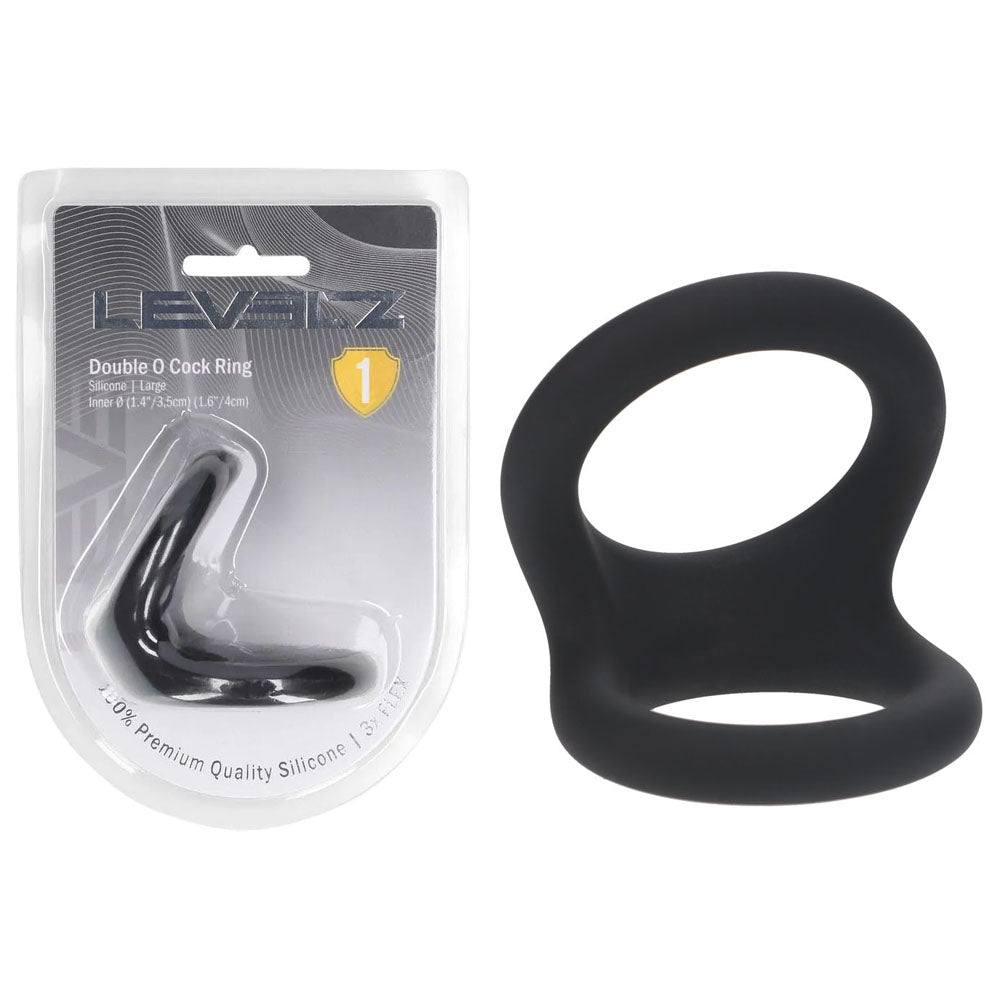 LEVELZ Double O (Large) – Silicone Cock and Balls Ring Black COCK RINGS Sling