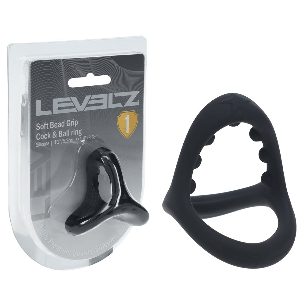 LEVELZ Soft Bead Grip Silicone Cock Ring - - Cock & Balls Rings Black > Cock Ring > Sling