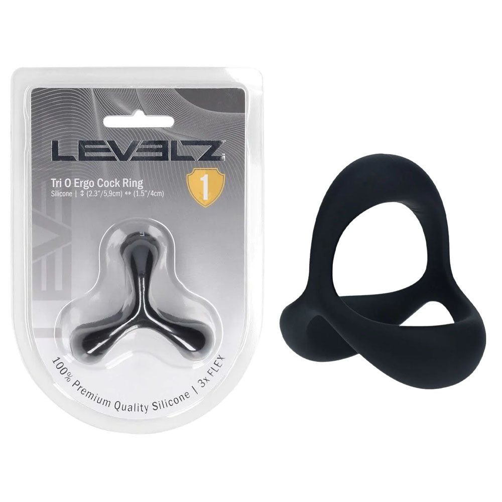Levelz Tri O Ergo (Black) – Silicone Cock and Balls Ring Black > Cock Ring > Sling