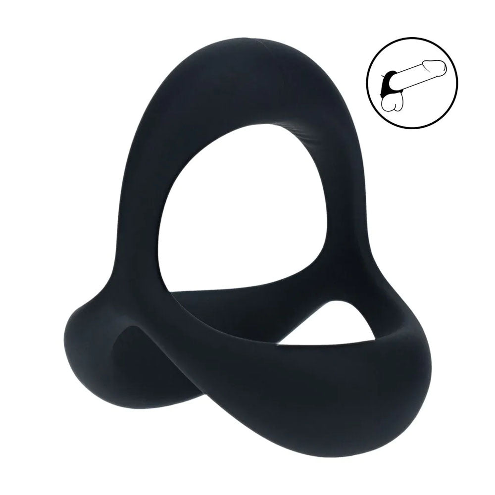 Levelz Tri O Ergo (Black) – Silicone Cock and Balls Ring > Cock Ring > Sling