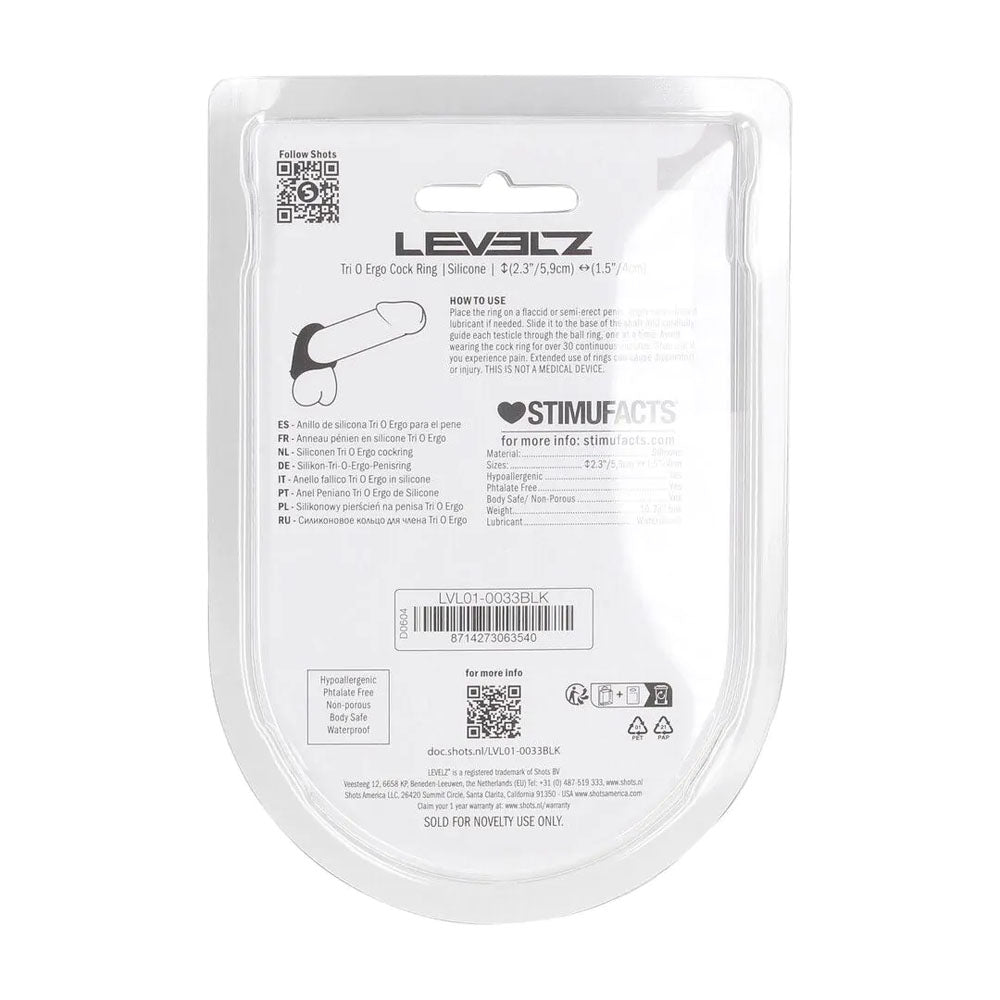 Levelz Tri O Ergo (Black) – Silicone Cock and Balls Ring COCK RINGS Sling