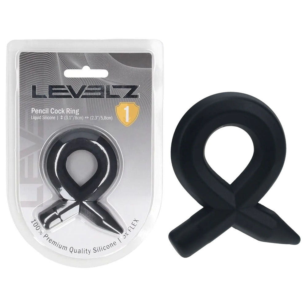 Levelz Pencil Liquid Silicone Cock Ring – Premium Non-Vibrating Silicone Cock Ring Black > Cock Ring > Single Main image