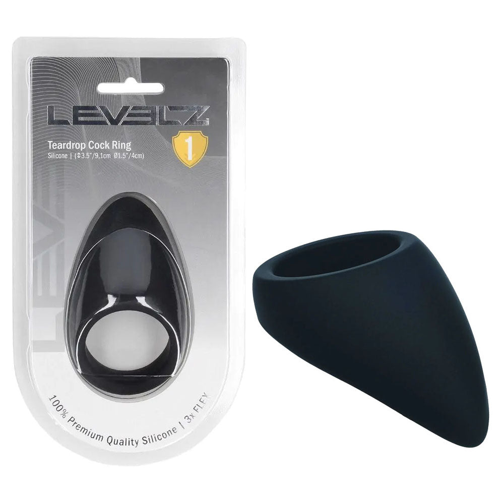 Levelz Teardrop Silicone Cock Ring – Ergonomic Silicone Cock Ring Black > Cock Ring > Single