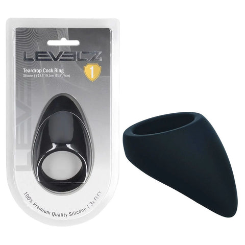 Levelz Teardrop Silicone Cock Ring – Ergonomic Silicone Cock Ring Black COCK RINGS