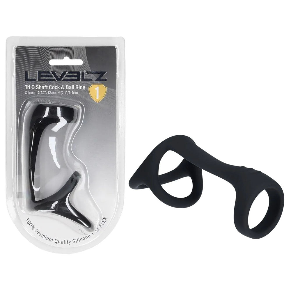 Levelz Tri O Silicone Shaft Cock And Ball Ring – Silicone Cock And Ball Ring Black COCK RINGS