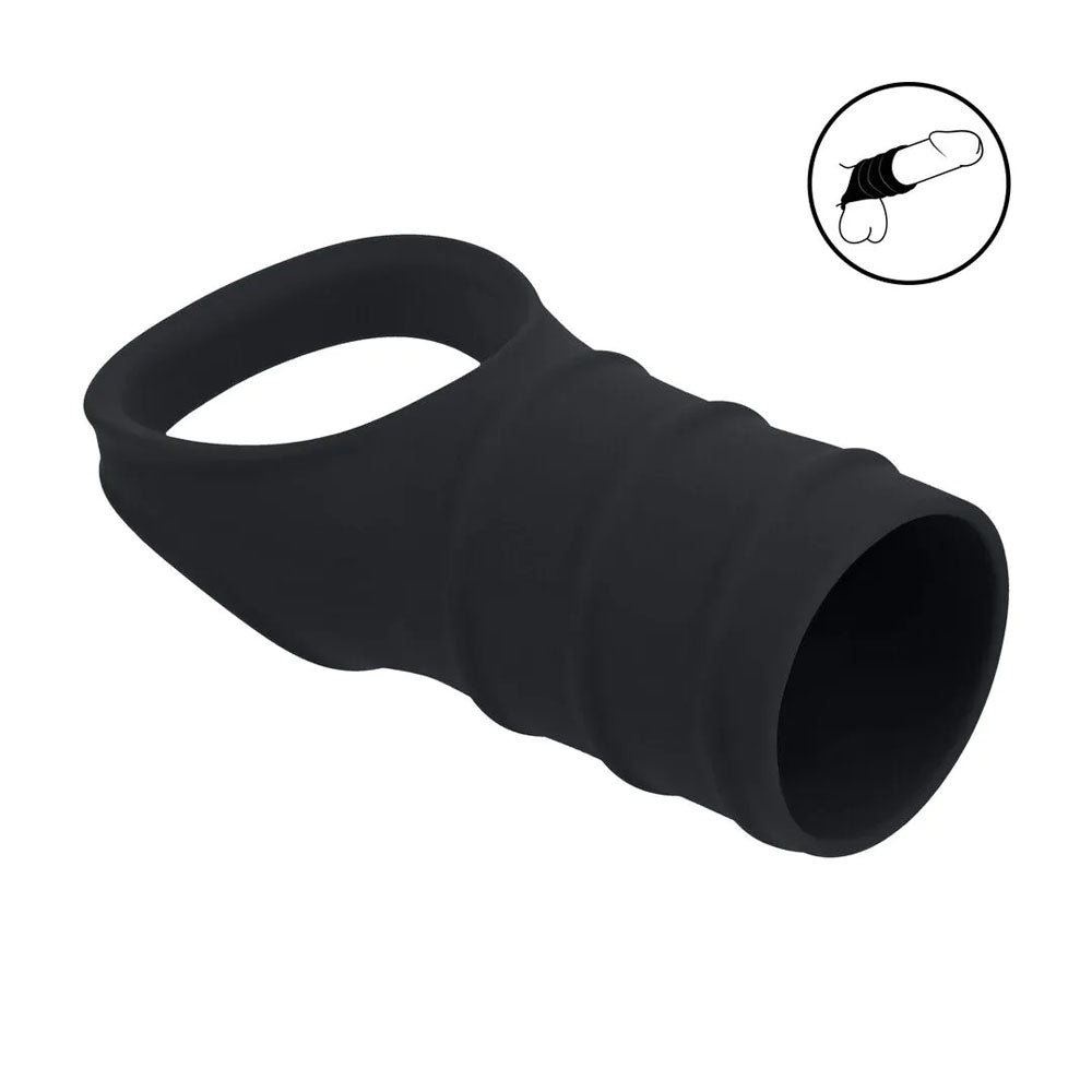 LEVELZ Silicone Cock Ring and Ribbed Sleeve – Body-Safe Silicone Cock Ring with Sleeve Secondary image