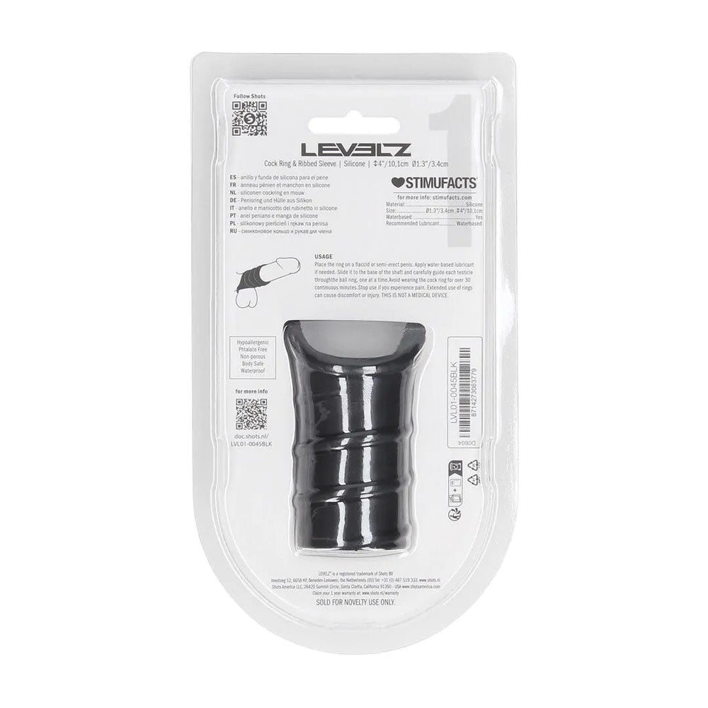 LEVELZ Silicone Cock Ring and Ribbed Sleeve – Body-Safe Silicone Cock Ring with Sleeve SLEEVES