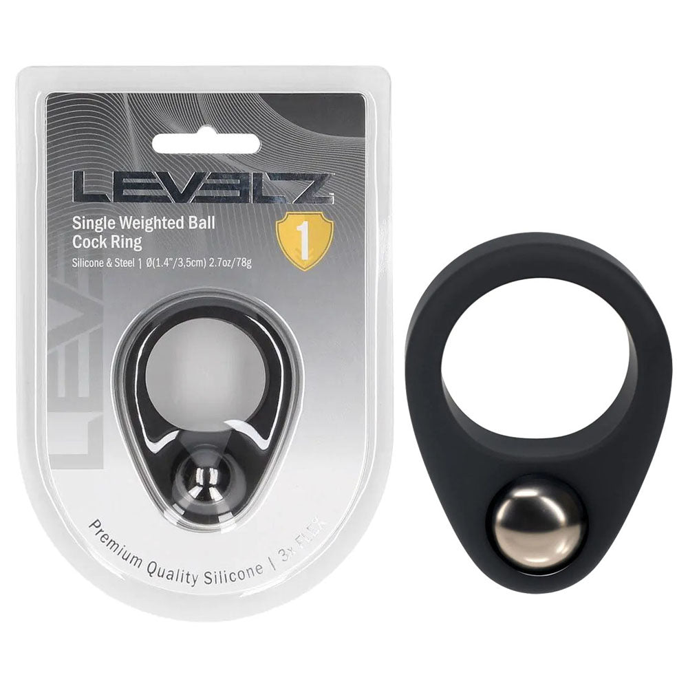 LEVELZ Single Weighted Ball (Black) – Weighted Cock Ring Black > Cock Ring > Single