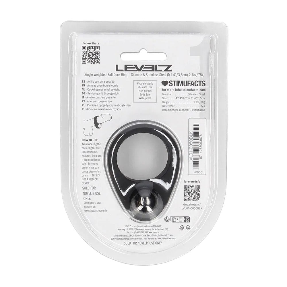 LEVELZ Single Weighted Ball (Black) – Weighted Cock Ring > Cock Ring > Single