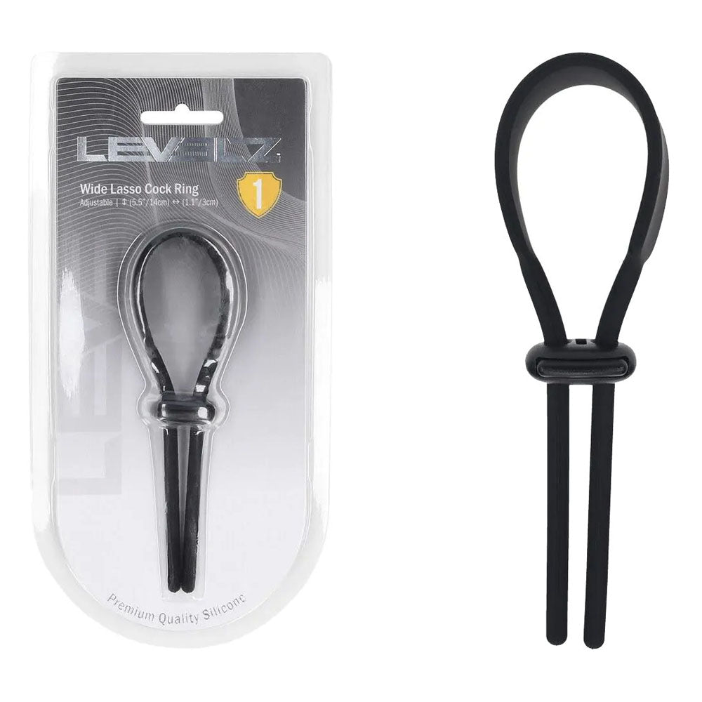 Levelz Wide Adjustable Silicone Lasso (Black) – Flexible Non-Vibrating Adjustable Cock Ring Black > Cock Ring > Adjustable Main image