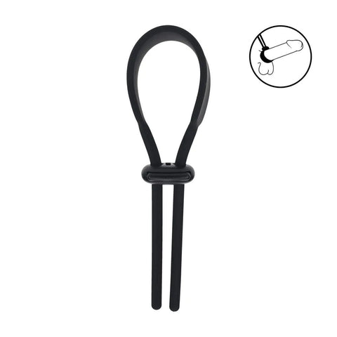 Levelz Wide Adjustable Silicone Lasso (Black) – Flexible Non-Vibrating Adjustable Cock Ring COCK RINGS Adjustable